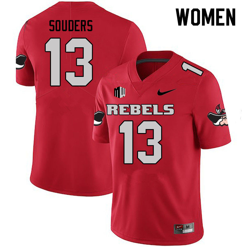 Women #13 Kalvin Souders UNLV Rebels College Football Jerseys Sale-Scarlet - Click Image to Close